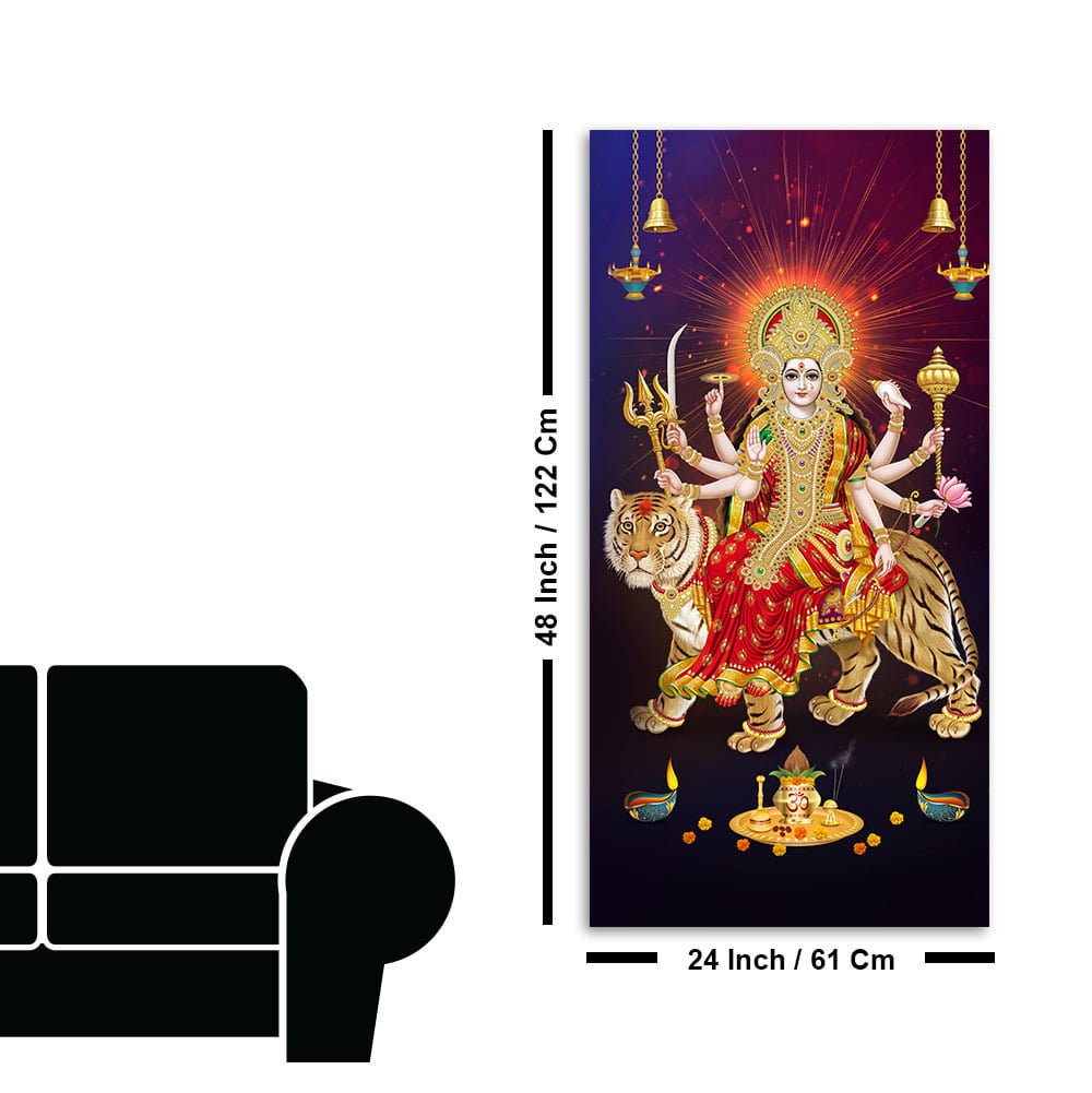 Maa Durga Spiritual Canvas Wall Painting - Decor Smart