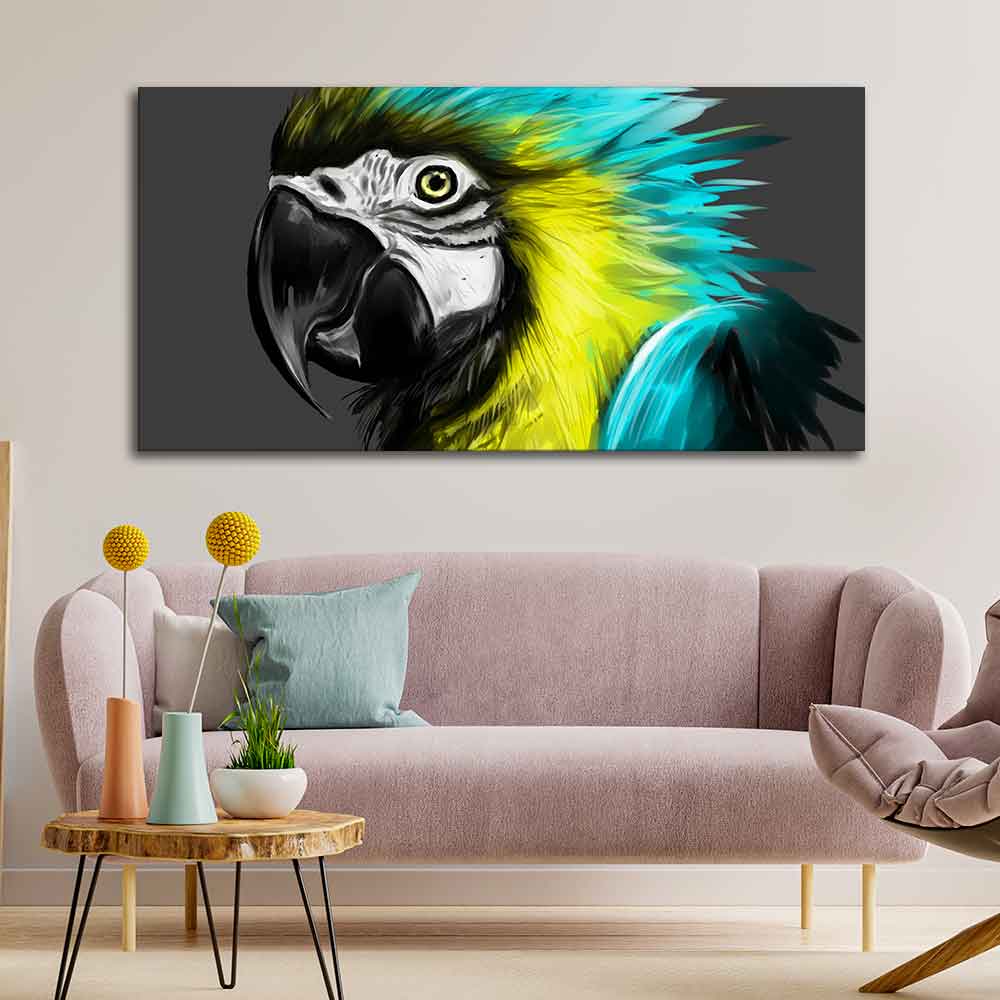 Macaw Parrot Abstract Art Wall Painting - Decor Smart