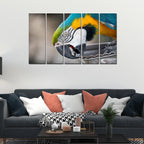 Macaw Parrot Canvas Wall Painting Set of Five