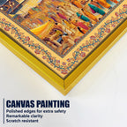 Maha Kumbh Mela on Ganga Ghat Border Canvas Wall Painting
