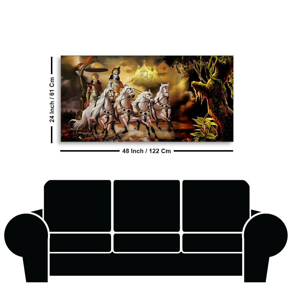 Mahabharat Shri Krishna and Arjun Premium Canvas and Wall Painting - Decor Smart