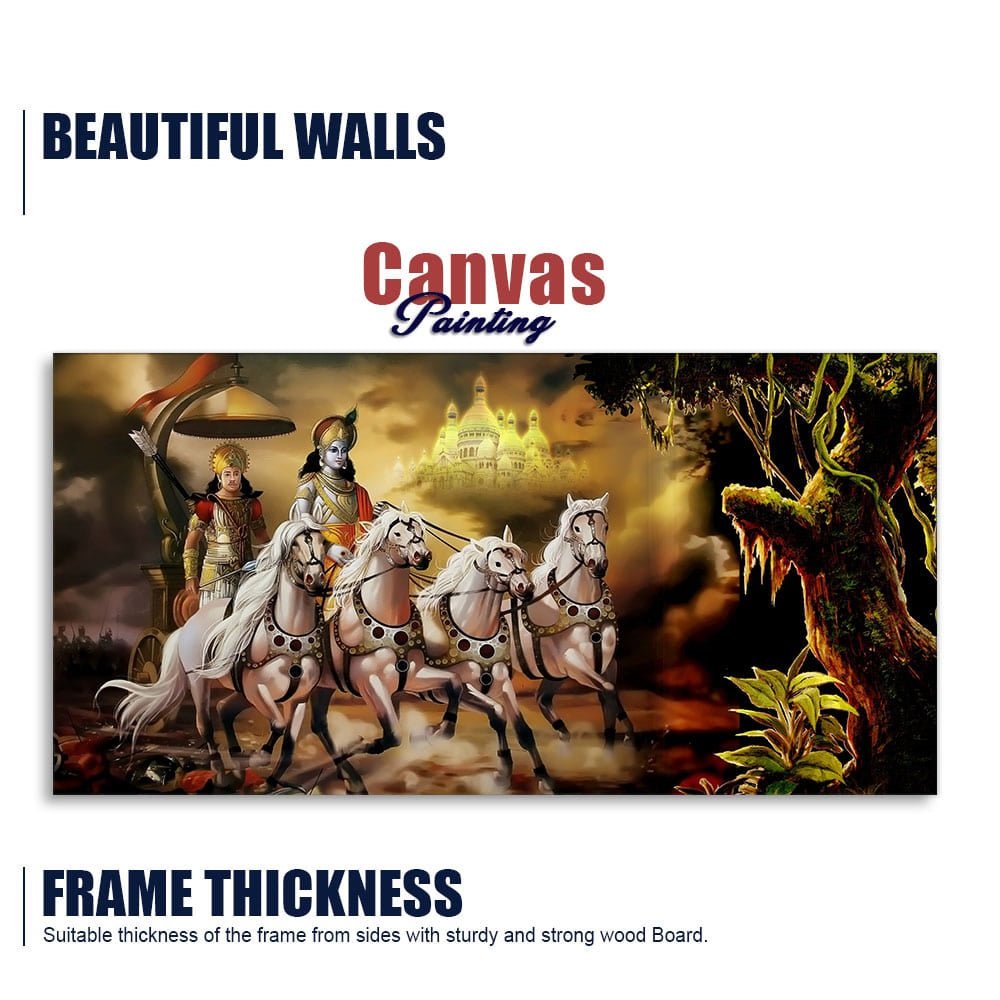 Mahabharat Shri Krishna and Arjun Premium Canvas and Wall Painting - Decor Smart