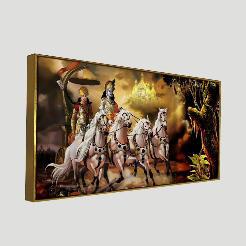 Mahabharat Shri Krishna and Arjun Premium Canvas and Wall Painting - Decor Smart
