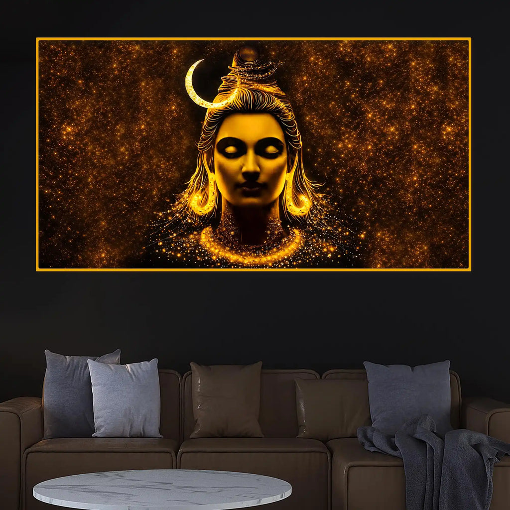 Mahadev Divine Energy Art Crystal Glass Luxury Painting