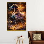 Majestic Fire & Cosmic Horse Floating Frame Crystal Wall Painting
