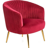 Maroon Cocooned Pattern Velvet Lounge Chair - Decor Smart