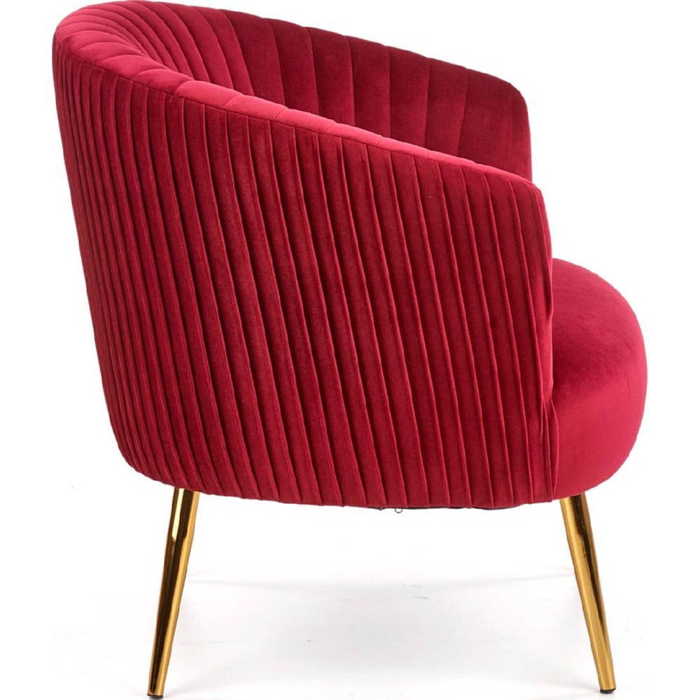 Maroon Cocooned Pattern Velvet Lounge Chair - Decor Smart