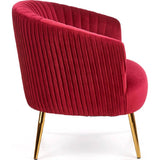 Maroon Cocooned Pattern Velvet Lounge Chair - Decor Smart