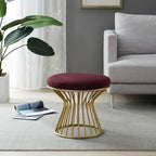 Maroon Velvet Pouffe with Glamorous Gold Detailing