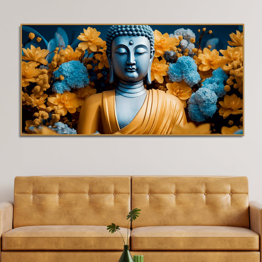 Meditating Buddha Monk Canvas Wall Painting - Decor Smart