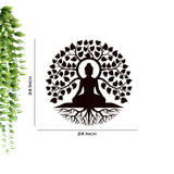 Meditating Lord Buddha Art Backlit Wooden Wall Hanging with LED Night Light Walnut Finish - Decor Smart