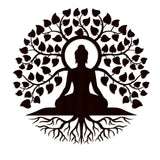 Meditating Lord Buddha Art Backlit Wooden Wall Hanging with LED Night Light Walnut Finish - Decor Smart