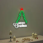 Merry Christmas Text with Tree Neon LED Light