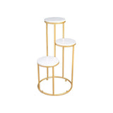 Metal Planter Stand With White Marble At Top - Decor Smart