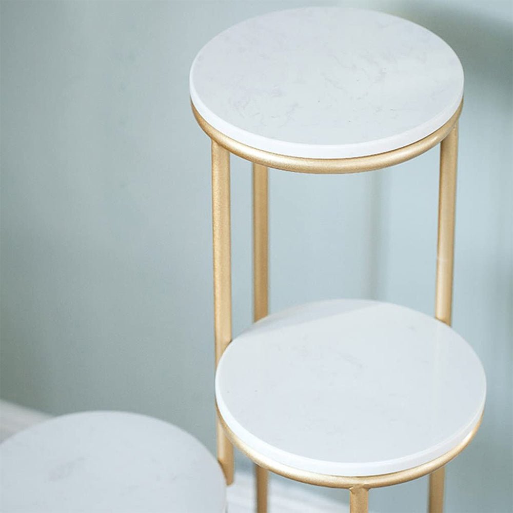 Metal Planter Stand With White Marble At Top - Decor Smart