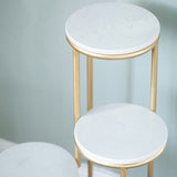 Metal Planter Stand With White Marble At Top - Decor Smart