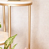 Metal Planter Stand With White Marble At Top - Decor Smart