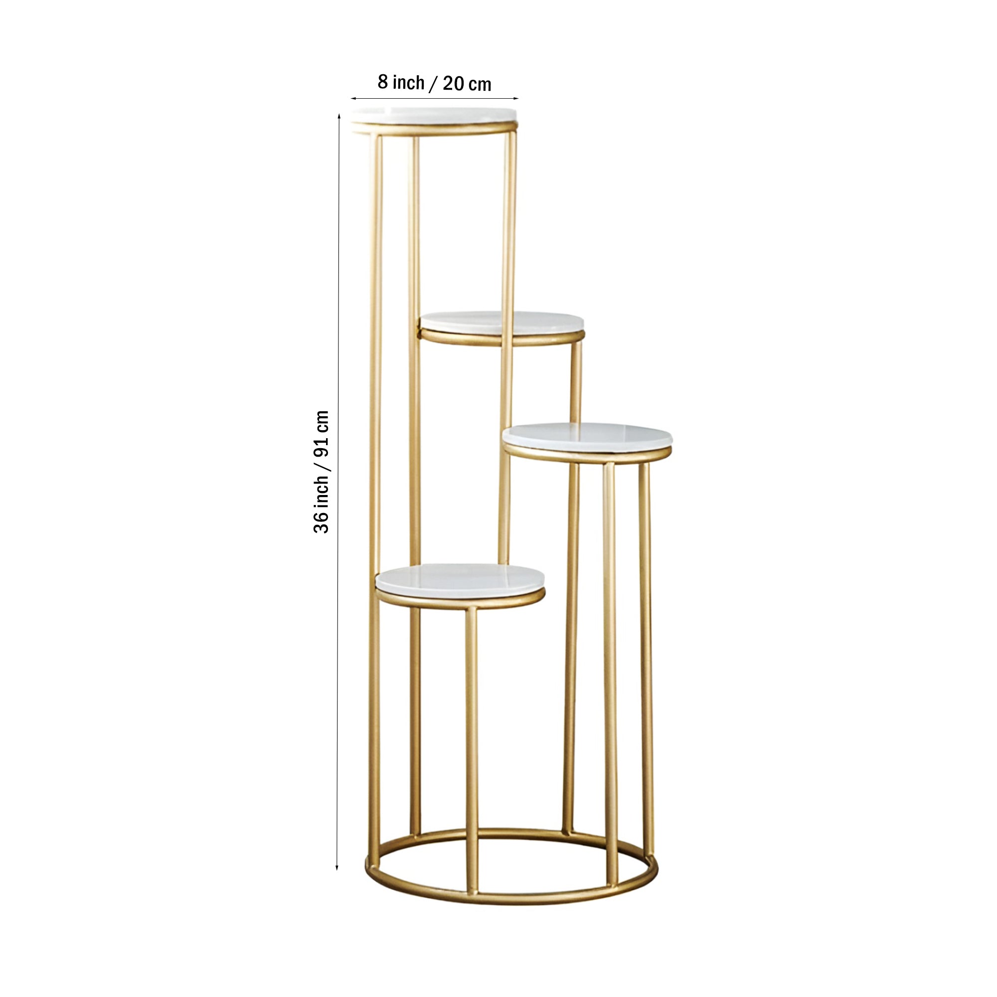 Metal Planter Stand With White Marble At Top - Decor Smart