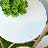 Metal Planter Stand With White Marble At Top - Decor Smart