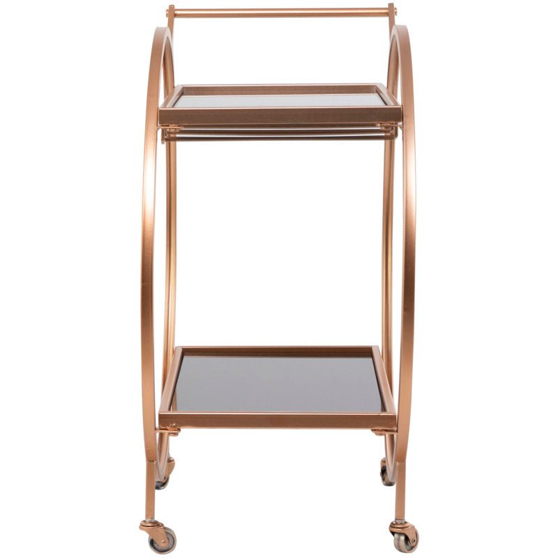 Metal Rolling 2 Mirored Shelves Bar Cart with Wine Glass Storage and Handle - Decor Smart