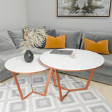 Metallic Nesting Center Tables of Copper Luxe Base Set of 2 - Decor Smart