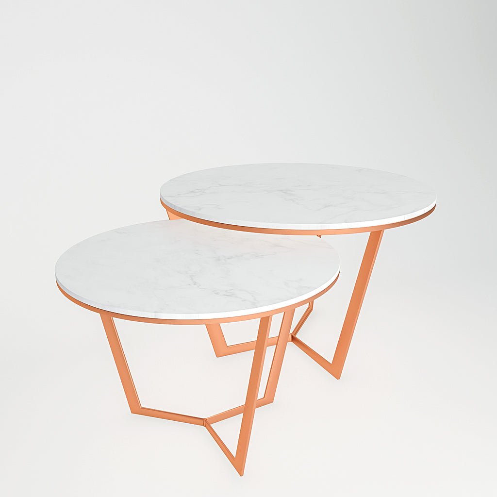Metallic Nesting Center Tables of Copper Luxe Base Set of 2 - Decor Smart