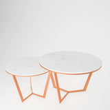 Metallic Nesting Center Tables of Copper Luxe Base Set of 2 - Decor Smart