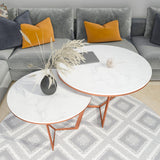 Metallic Nesting Center Tables of Copper Luxe Base Set of 2 - Decor Smart