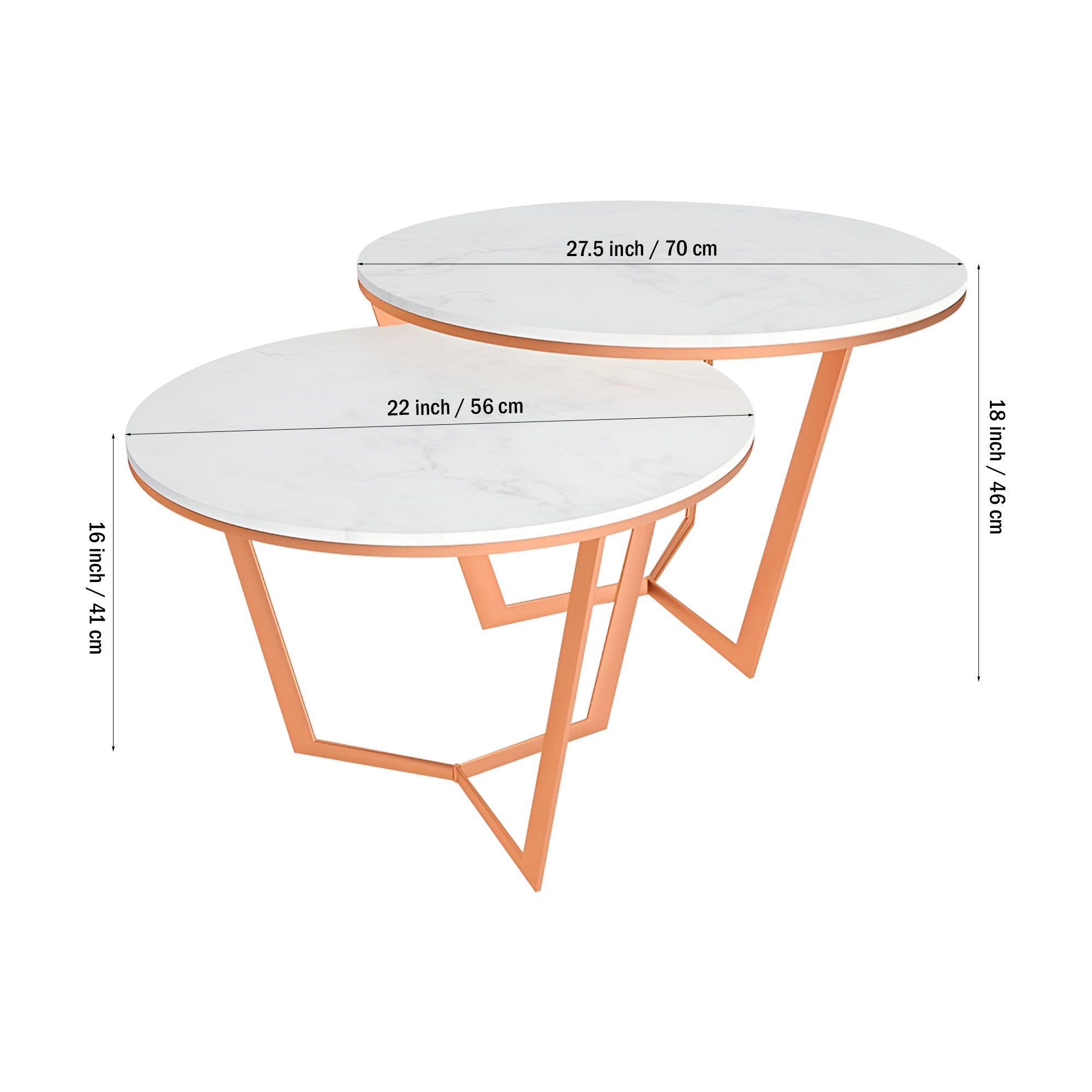 Metallic Nesting Center Tables of Copper Luxe Base Set of 2 - Decor Smart