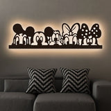 Mickey Mouse And Friends Backlit Wooden Wall Decor with LED Night Light Walnut Finish - Decor Smart