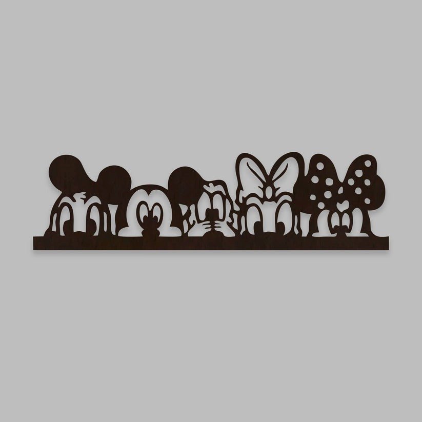Mickey Mouse And Friends Backlit Wooden Wall Decor with LED Night Light Walnut Finish - Decor Smart