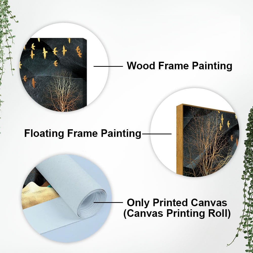 Midnight Golden Deer Scenery Premium Canvas Wall Painting - Decor Smart