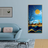 Midnight Golden Deers Scenery with Moon Premium Canvas Wall Painting - Decor Smart