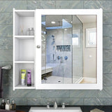 Minimal Design Wooden Bathroom Cabinet Mirror with 5 Spacious Shelves with White Finish - Decor Smart