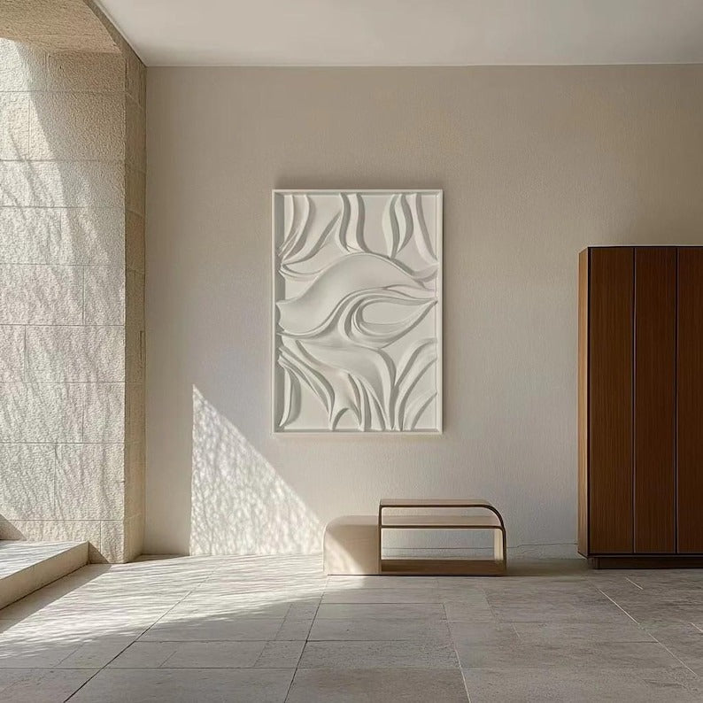 Minimalist Abstract Wave Texture Artwork 3D Wall Art Home Decor