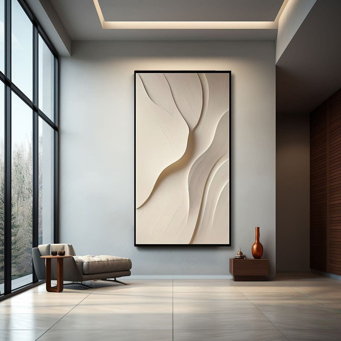 Minimalist Beige Flowing Texture 3D Wall Art Home Decor
