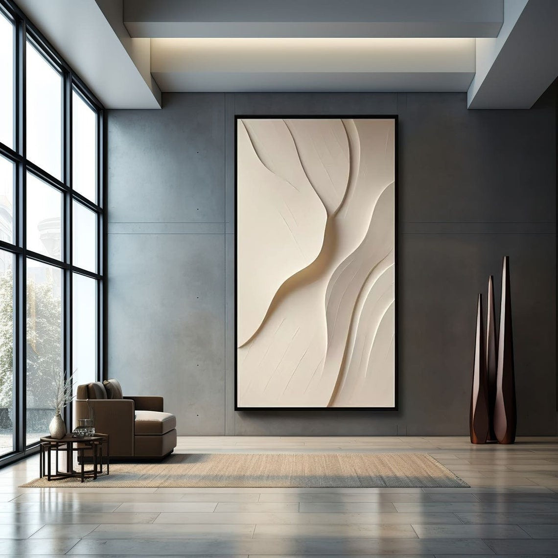 Minimalist Beige Flowing Texture 3D Wall Art Home Decor