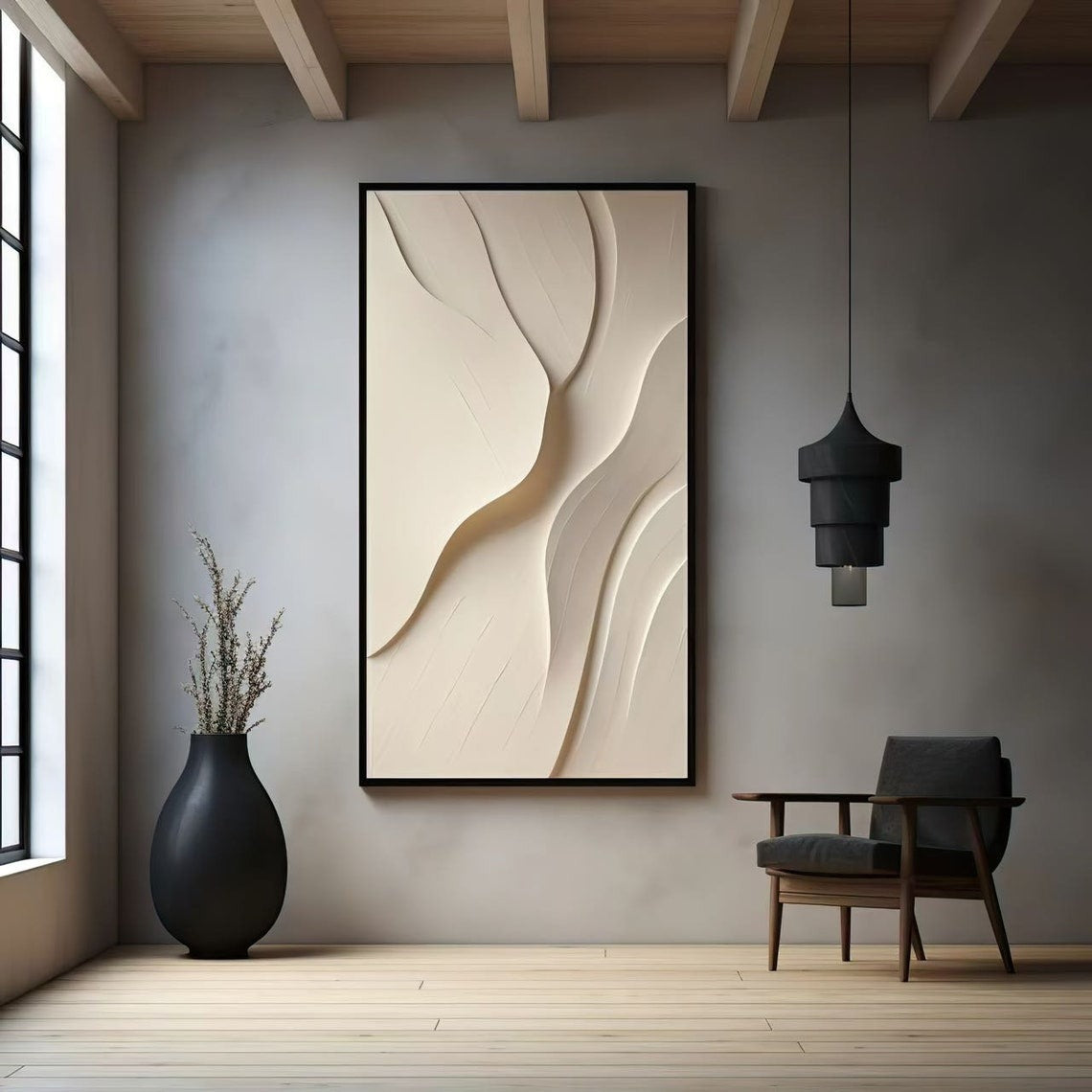 Minimalist Beige Flowing Texture 3D Wall Art Home Decor