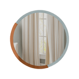 Minimalist Copper & Silver Finish Round Wooden Wall Mirror - Decor Smart