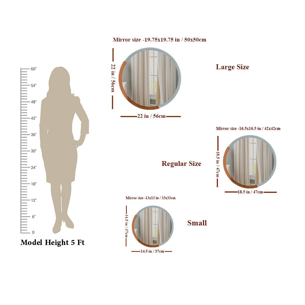 Minimalist Copper & Silver Finish Round Wooden Wall Mirror - Decor Smart