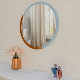 Minimalist Copper & Silver Finish Round Wooden Wall Mirror - Decor Smart