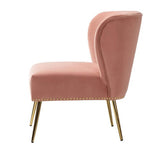 Minimalist Design Baby Pink Velvet Lounge Chairs Set Of 2 - Decor Smart