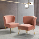Minimalist Design Baby Pink Velvet Lounge Chairs Set Of 2 - Decor Smart