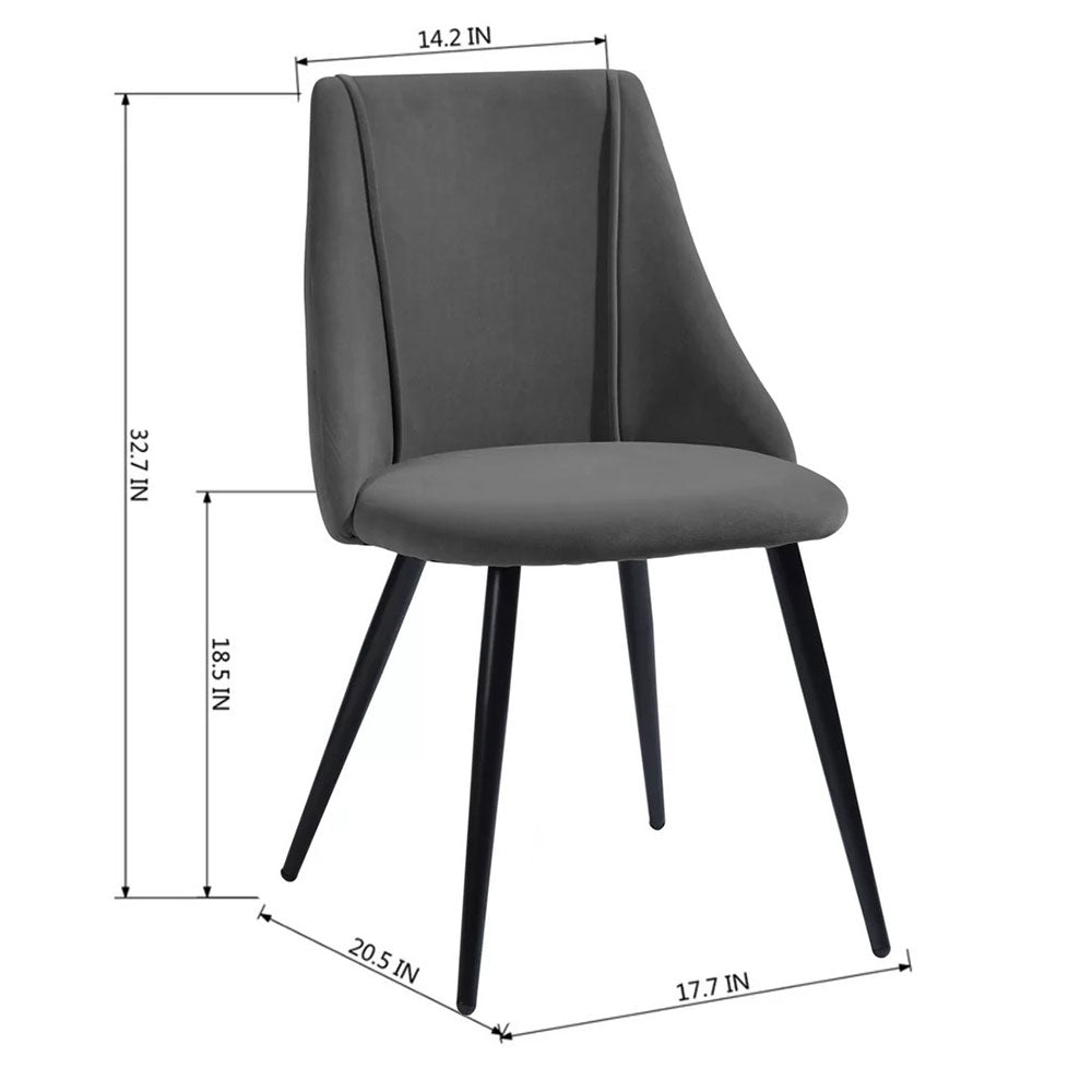 Minimalist Design Grey Velvet Dining Chair - Decor Smart
