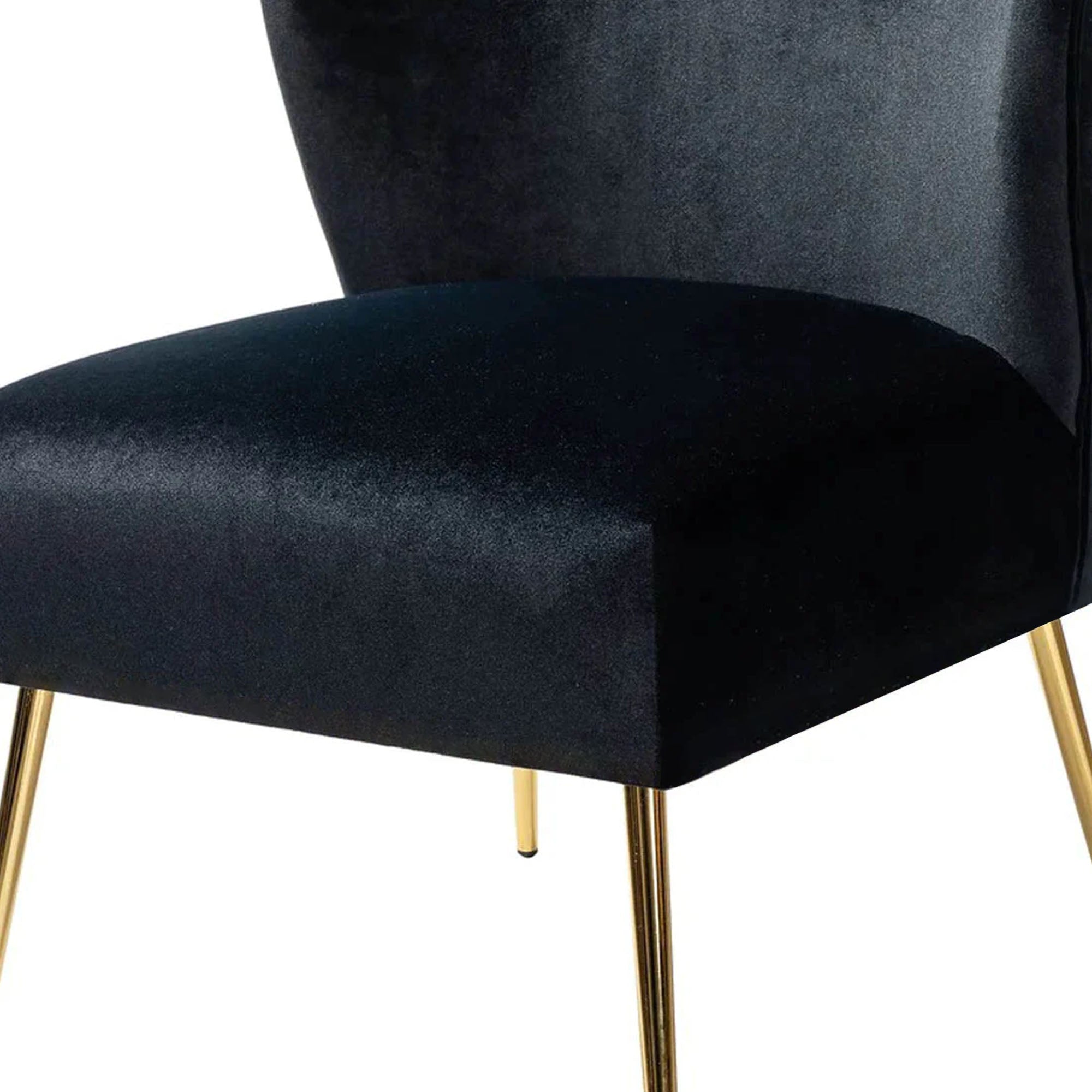 Minimalist Design Jet Black Velvet Lounge Chairs Set Of 2 - Decor Smart