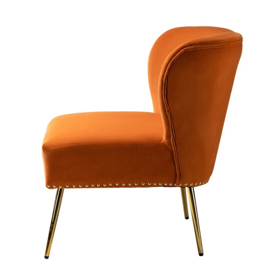 Minimalist Design Orange Velvet Lounge Chairs Set Of 2 - Decor Smart