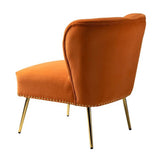 Minimalist Design Orange Velvet Lounge Chairs Set Of 2 - Decor Smart