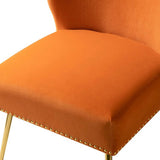 Minimalist Design Orange Velvet Lounge Chairs Set Of 2 - Decor Smart