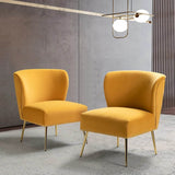 Minimalist Design Yellow Velvet Lounge Chairs Set Of 2 - Decor Smart