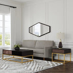 Minimalist Hexagon Black Framed Metal Finish Bathroom Mirror